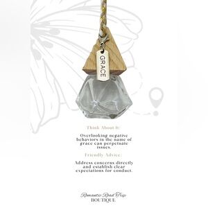 GRACE Wooden and Glass Pendant Car Fragrance Oil Diffuser Refillable Bottle